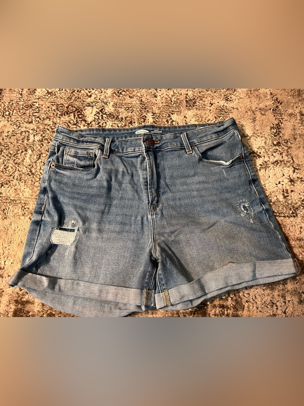 Classic High Rise, Rolled Hem, Light Blue Denim Shorts